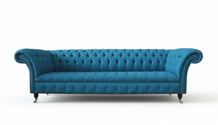 Chesterfield gestoffeerde banken Design textiel bank 4-zits bank Luxe design Blauw