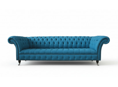 Chesterfield gestoffeerde banken Design textiel bank 4-zits bank Luxe design Blauw