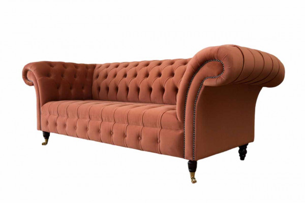 Luxe Chesterfield 3-zits bank gestoffeerde textielbank stoffen bank nieuw