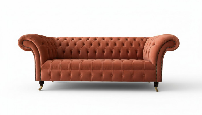 Luxe Chesterfield 3-zits bank gestoffeerde textielbank stoffen bank nieuw
