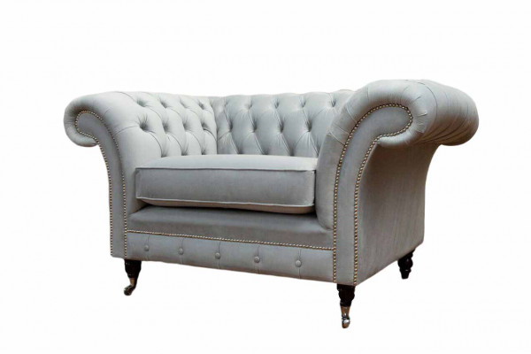 Fauteuil bekleding bank textiel Chesterfield bank-stoelen 1-zits stoel grijs