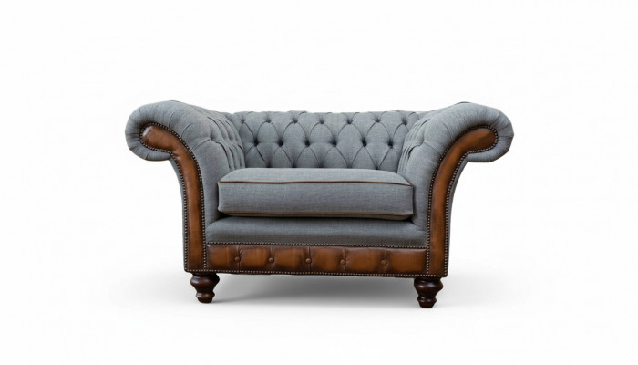 Fauteuil Ontwerp Relax Stof Lounge Luxe Grijs Bekleding Zitter Chesterfield