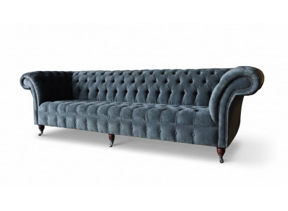 Vierzitsbank 4-zitsbanken Modern Grijs Design Stof Chesterfield