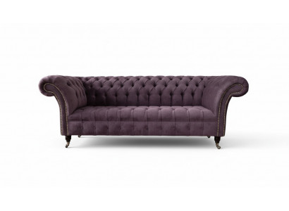 Moderne Chesterfield bank bank bekleding 3-zits paarse textielstof banken nieuw