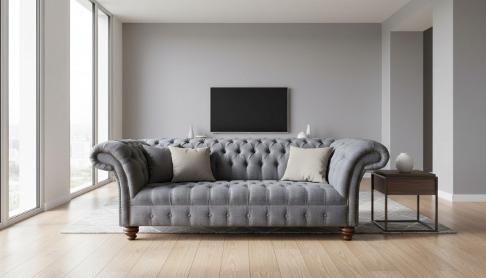 Chesterfield 3-zitsbank gestoffeerde zitbank van textiel stof banken bank nieuw