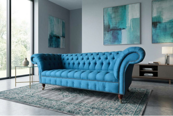 Chesterfield Sofa Bank Bekleding Designer 3-zitsbank Nieuw DriEZITSbank