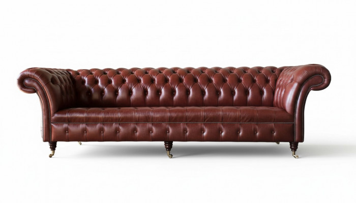 Leren bank Bank 4-zitsbanken Design Chesterfield leer Bank Meubels 245cm