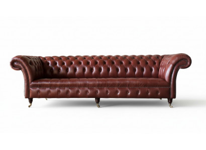 Leren bank Bank 4-zitsbanken Design Chesterfield leer Bank Meubels 245cm