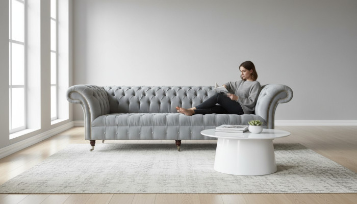Chesterfield Design Bank 4-Zits Bank Bekleding Luxe Textiel Bankstellen