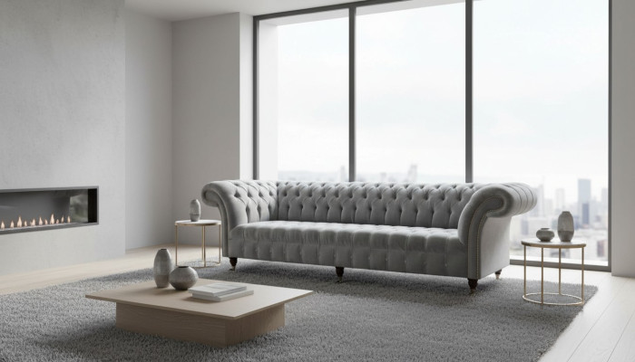 Chesterfield Design Bank 4-Zits Bank Bekleding Luxe Textiel Bankstellen