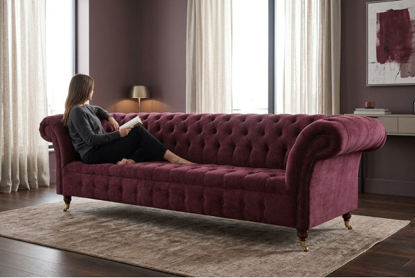 Chesterfield Design Bank Bekleding Stoffen Bank Banken 3-Zits Nieuw