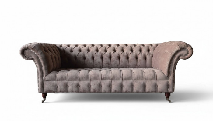 Chesterfield Bank Bank Bekleding Ontwerp 3 Zitsbanken Driepersoons Paars
