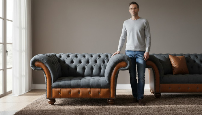 Zetel 1 zitbank Sofa Bekleding Ontwerp Luxe Stoffen Banken Chesterfield Textiel