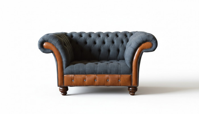 Zetel 1 zitbank Sofa Bekleding Ontwerp Luxe Stoffen Banken Chesterfield Textiel