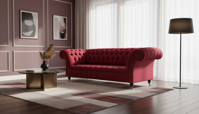Chesterfield 3-zits ontwerpbank gestoffeerde bank stoffen bankstellen
