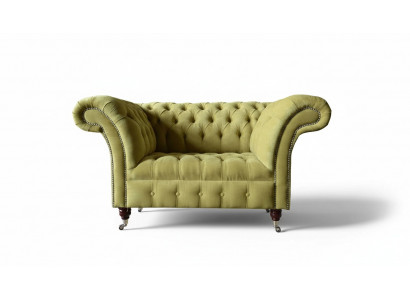 Chesterfield fauteuil textiel ontwerp bank stof banken gestoffeerde grijs nieuw