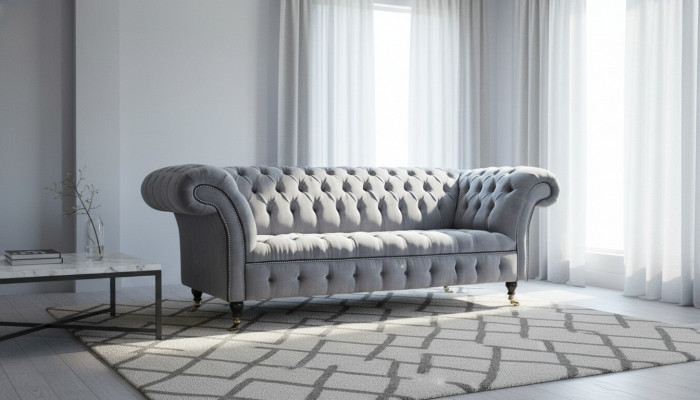 Chesterfield 3-zits bank zit textiel stoffen banken banken bank polster