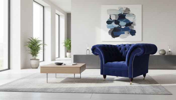 Chesterfield textiel fauteuil 1-zits bank bekleding ontwerp luxe modern  Chesterfield textiel fauteuil 1-zits bank bekleding ontwerp luxe modern