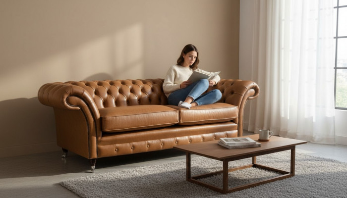Bankstel 3-zits lederen banken bank bekleding woonkamer Chesterfield driezits