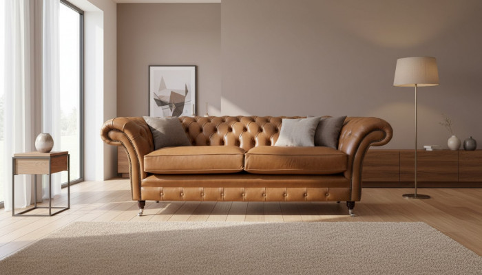 Bankstel 3-zits lederen banken bank bekleding woonkamer Chesterfield driezits