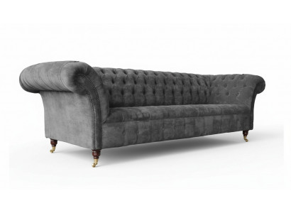 Chesterfield 3-zits bank bekleden zit textiel stof grijs banken bank