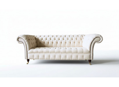 Chesterfield Sofa 3-Zits Designer Roze Banken Stof Bekleding Textiel