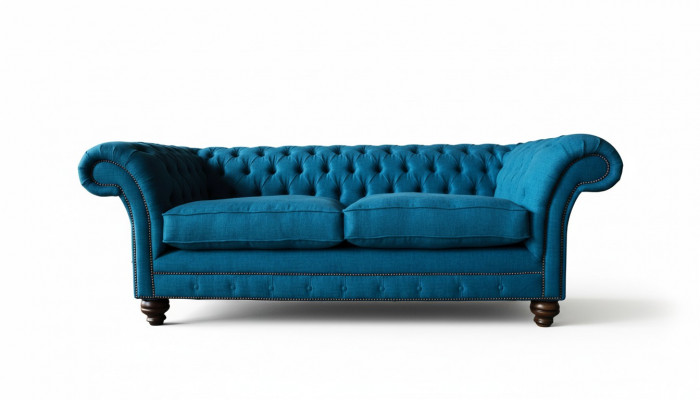Chesterfield Bank 3-zits Bankstel Stoffen Banken Stof Woonkamer Blauw Textiel