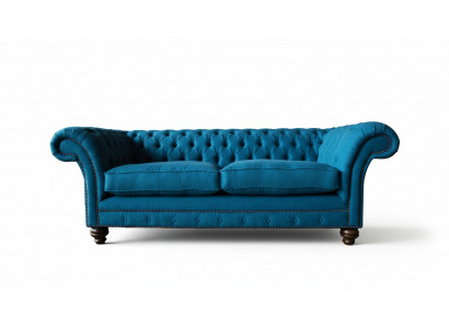 Chesterfield Bank 3-zits Bankstel Stoffen Banken Stof Woonkamer Blauw Textiel