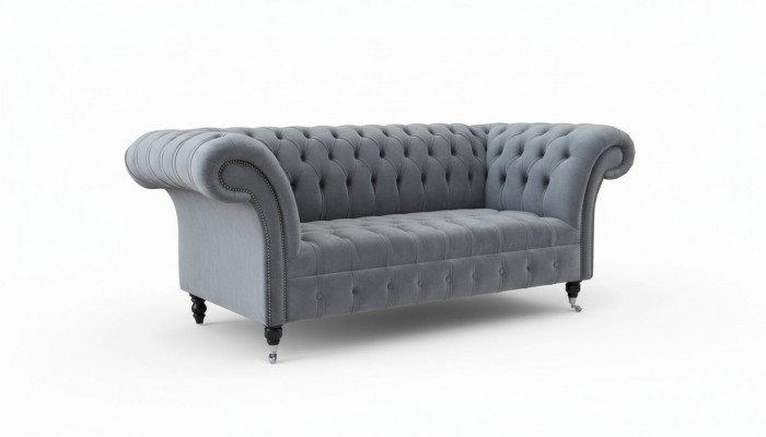 Chesterfield Bank 3-zits luxe bank woonkamer bankstellen grijs stoffen bank