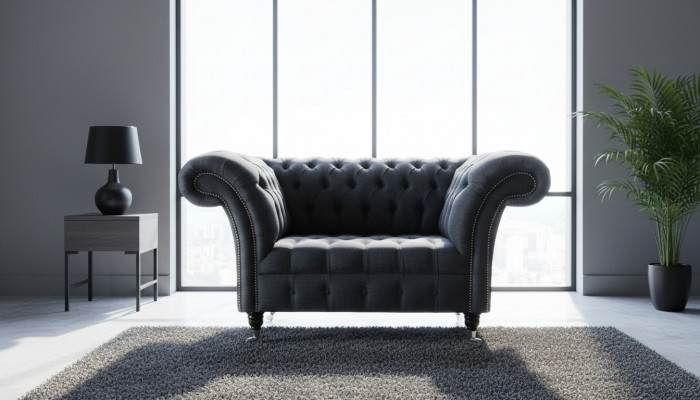 Bank Bekleding Bankstof Chesterfield Banken 1,5 zitsbank Losse fauteuil Grijs