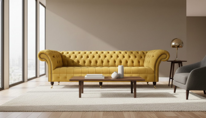 Chesterfield Textiel Bekleding Luxe Sofa Design Bank Sofa 4-zits Nieuw