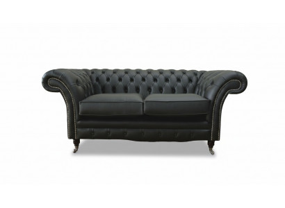 Bank Luxe Textiel Chesterfield Bank Banken Bekleding 2-Zits Zwart Leer