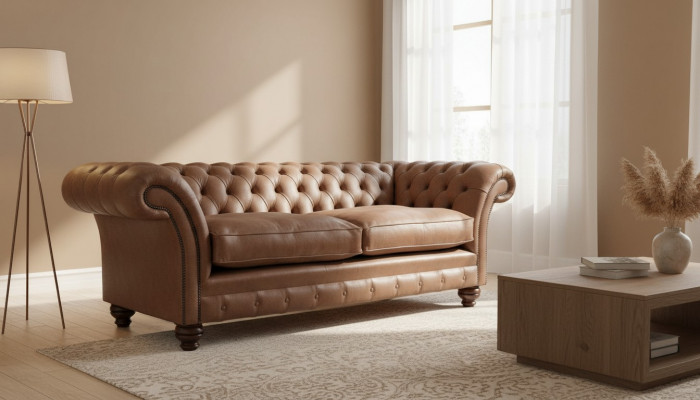Chesterfield Bank Ontwerp Luxe Leder Bekleding Klassieke Bank 3-Zitter