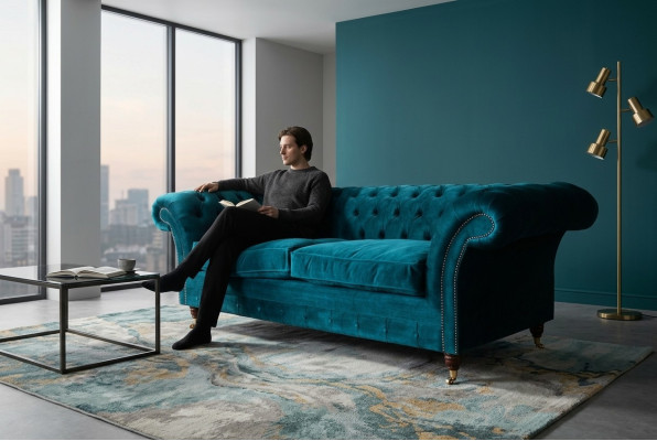 Designerbank 3-zits Chesterfield bankstel gestoffeerde banken designbank zitting