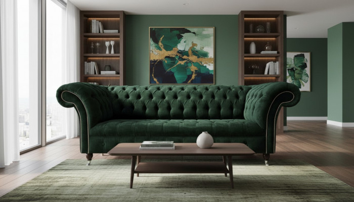 Luxe driepersoons groene bankstel 3-zitsbanken zitontwerp meubels bankstellen