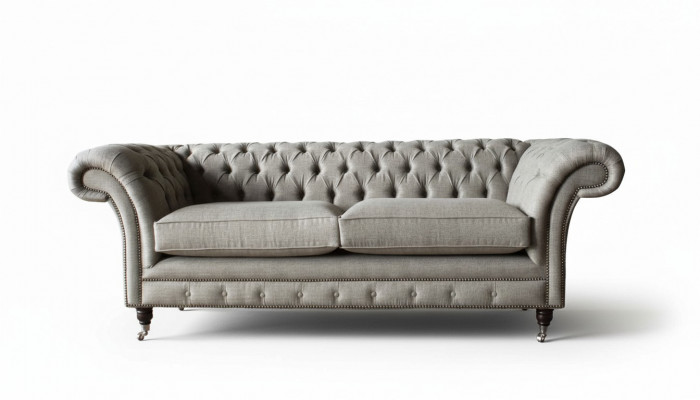 Engelse Chesterfield Bank Bank Kantoor Meubilair Driepersoons Fluweel 230cm Bruin