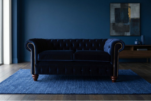 Blauwe Chesterfield Engelse klassieke stijl bank bank 3 zits kussen 230cm