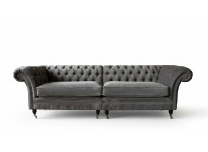 Chesterfield vierzitsbank 4-zitsbanken Stof Polyester Grijs Meubels