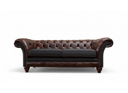 Bruine Chesterfield Engels klassiek stijl bankstel Bank 3 zitkussen 230cm.