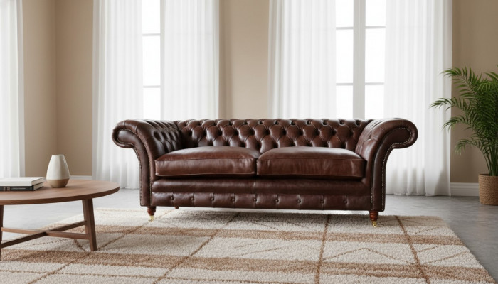 Bankstel 3-zits Bank Gewatteerde Banken Bankstellen Woonkamer Chesterfield Leer