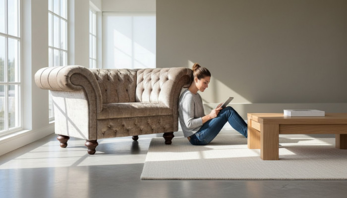Chesterfield fauteuil bank 1-zits bankstel textiel stof banken gestoffeerd nieuw