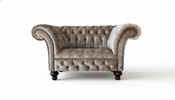 Chesterfield fauteuil bank 1-zits bankstel textiel stof banken gestoffeerd nieuw