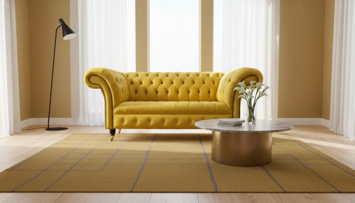 Chesterfield Bank Bank Bekleding 2-zits Woonkamer Bank Zitplaats Geel