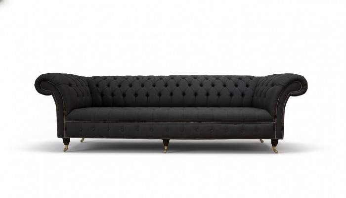 Chesterfield bankstel 4-zits zwart stof woonkamer design bank bekleding