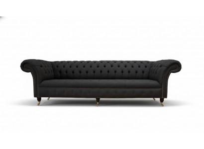 Chesterfield bankstel 4-zits zwart stof woonkamer design bank bekleding