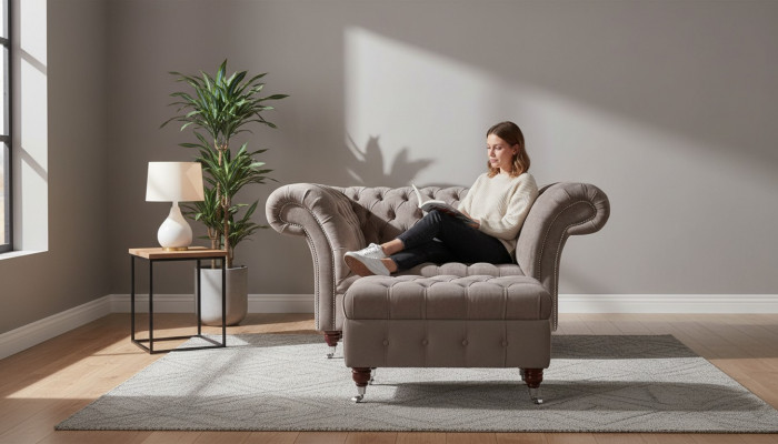 Chesterfield bank bankstel 1-zitter luxe textiel stoffen banken gestoffeerd nieuw