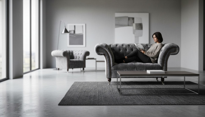 Ontwerp Chesterfield Stofbank Fauteuil 1.5-zits Gestoffeerde Lounge Nieuw