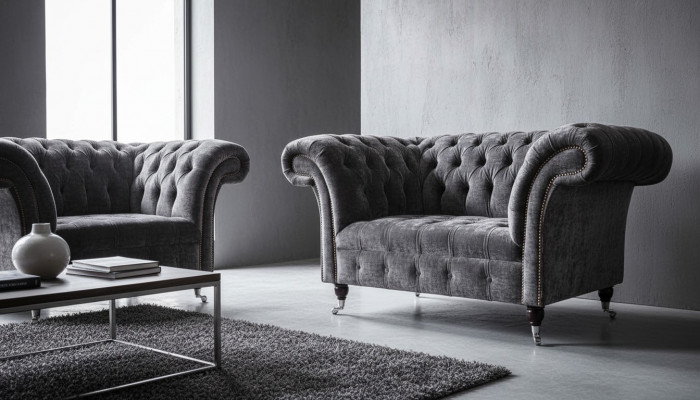 Ontwerp Chesterfield Stofbank Fauteuil 1.5-zits Gestoffeerde Lounge Nieuw