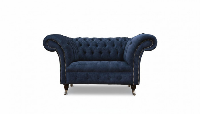 Chesterfield bankstel 1,5 zits Designer Bank Stof Bekleding Textiel