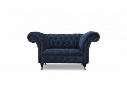 Chesterfield bankstel 1,5 zits Designer Bank Stof Bekleding Textiel
